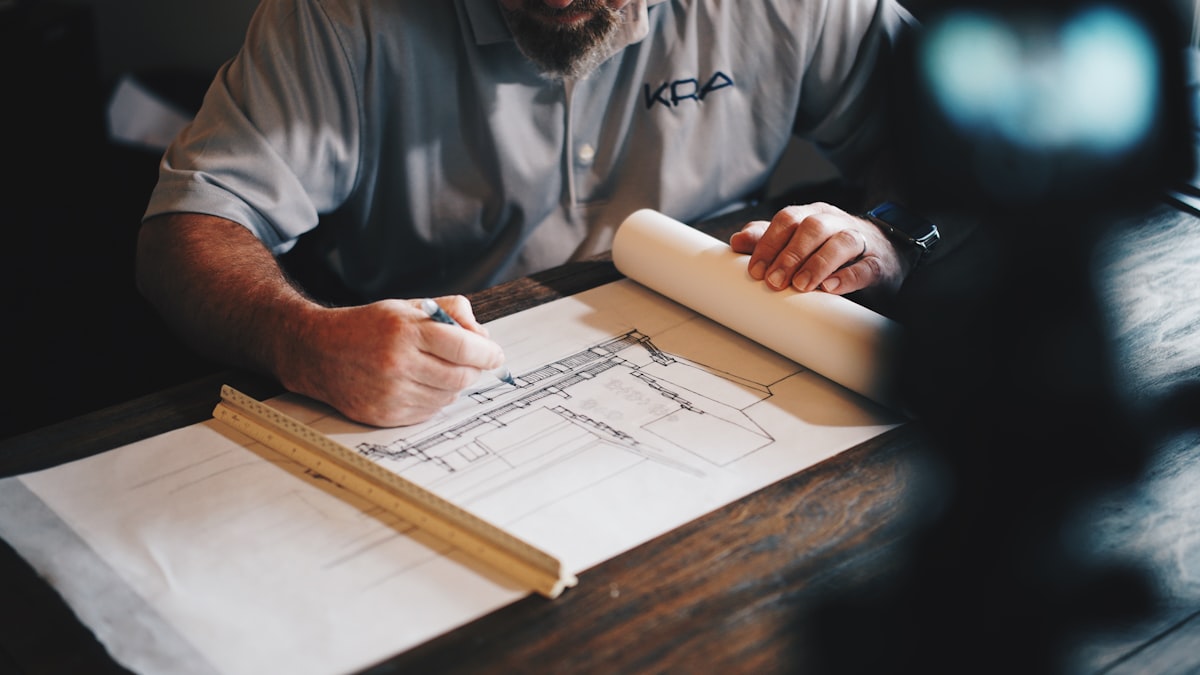 Construction team reviewing plans on a building site